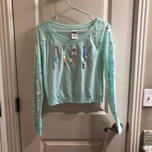 New Victoria Secret Pink Mint Blue Sequin Top